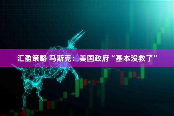 汇盈策略 马斯克：美国政府“基本没救了”